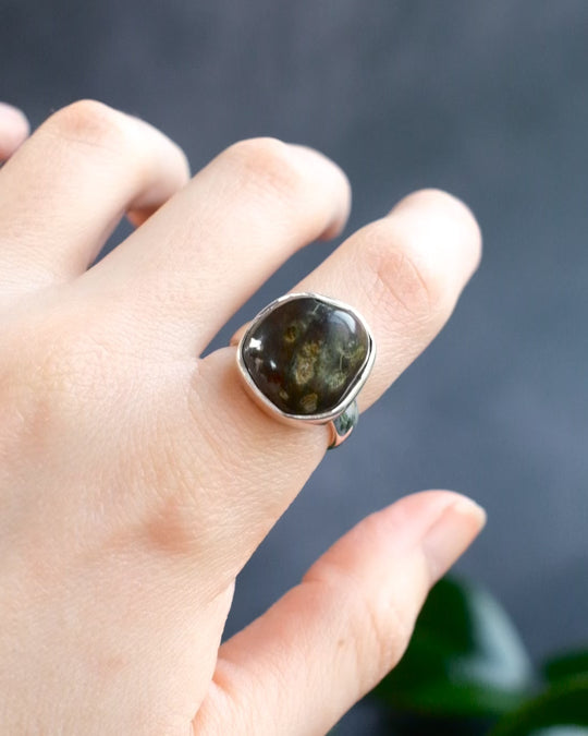 Cornish Lizard Serpentine Ring in Sterling Silver - Size 7 1/4 US / O 1/2 UK