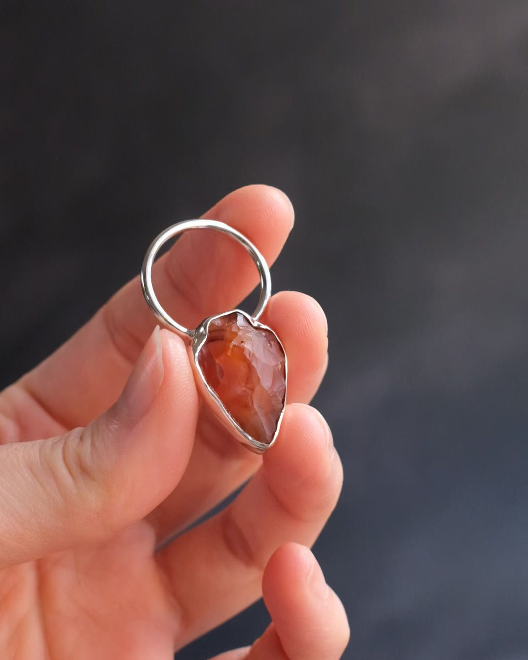 Carnelian Hand Knapped Arrowhead Sterling Silver Necklace