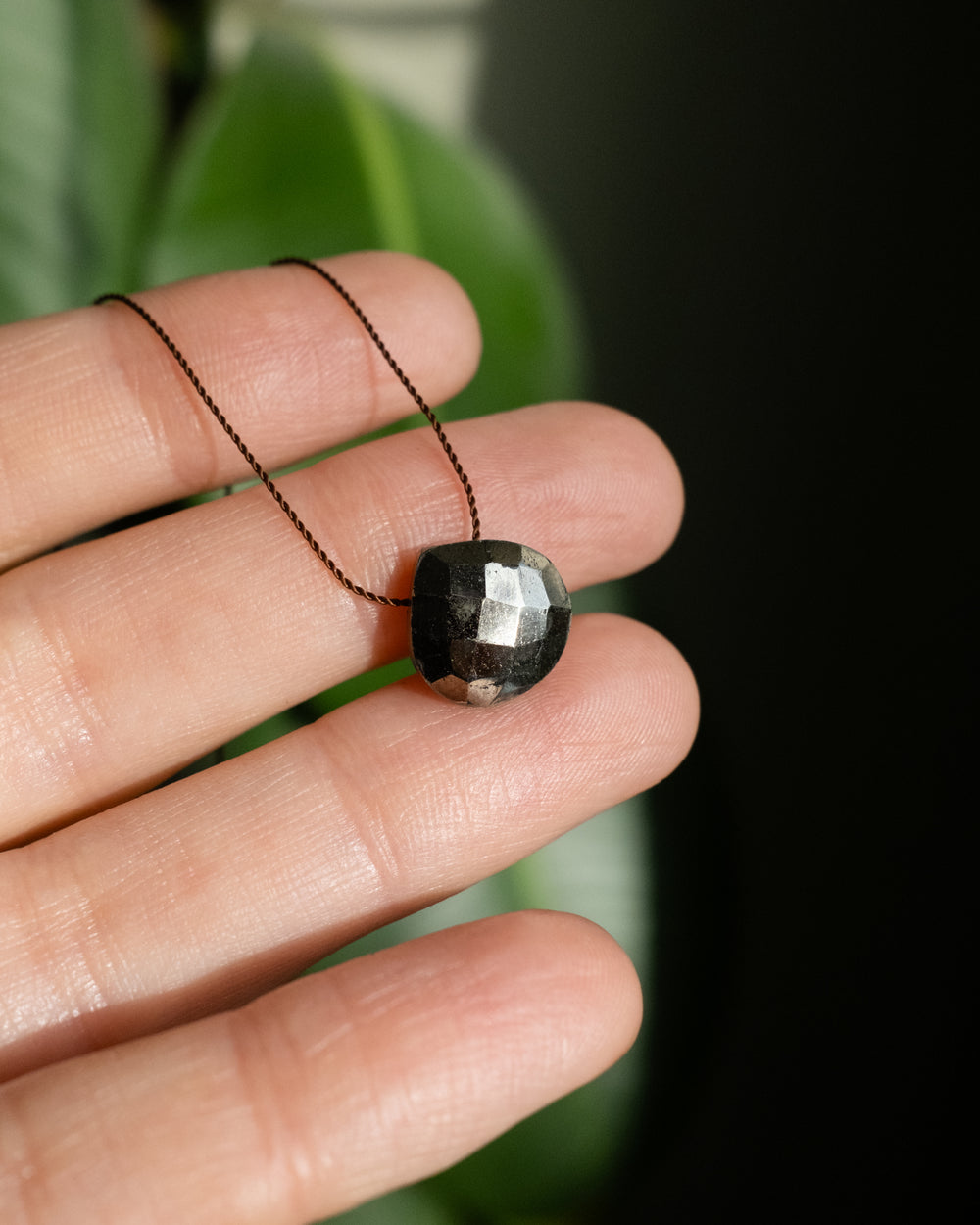Pyrite Vegan Silk Necklace