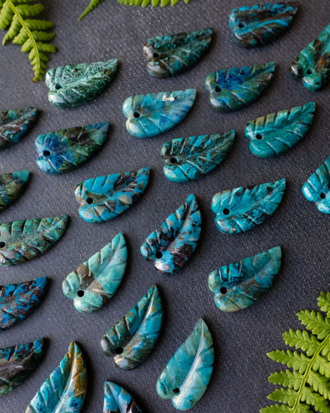 Rainbow Chrysocolla Hand Carved Leaf Necklace - The Healing Pear