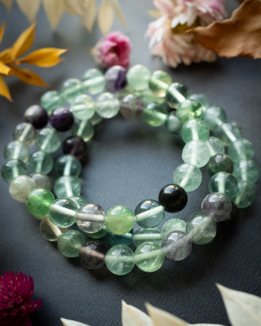 Rainbow Fluorite Round Bead Bracelet 8mm - The Healing Pear
