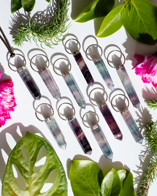 Rainbow Fluorite Point Sterling Silver Necklace