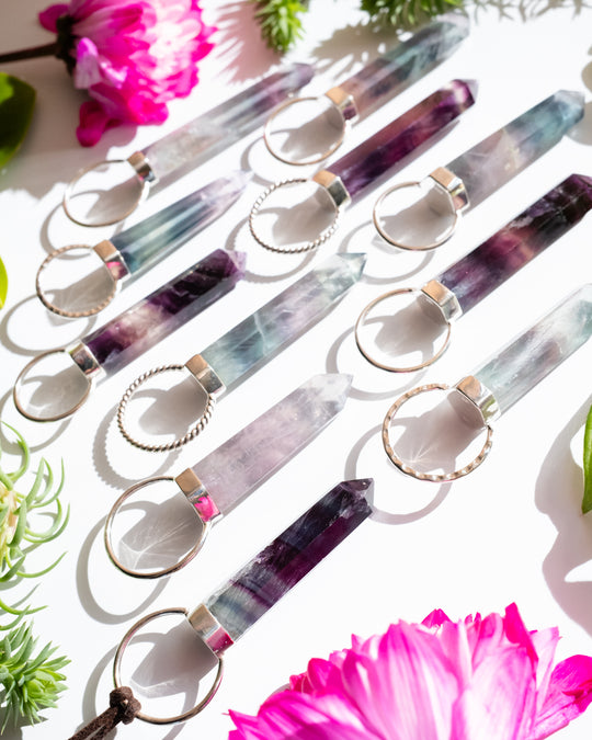 Rainbow Fluorite Point Sterling Silver Necklace