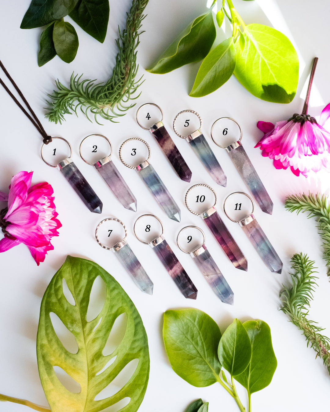Rainbow Fluorite Point Sterling Silver Necklace