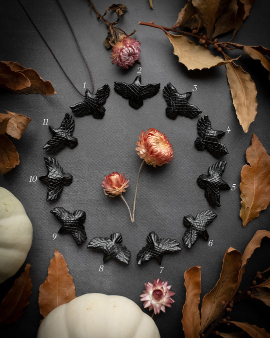 Small Obsidian Hand Carved Raven Necklace - The Healing Pear