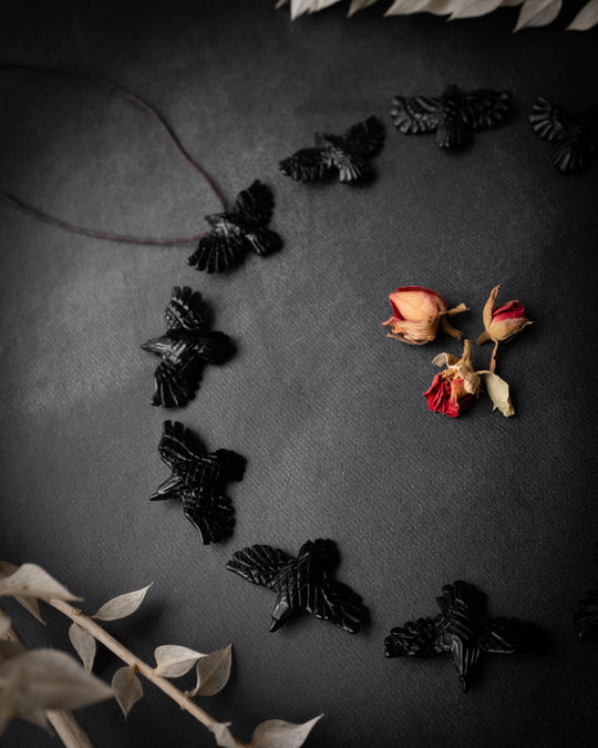 Small Obsidian Hand Carved Raven Necklace - The Healing Pear