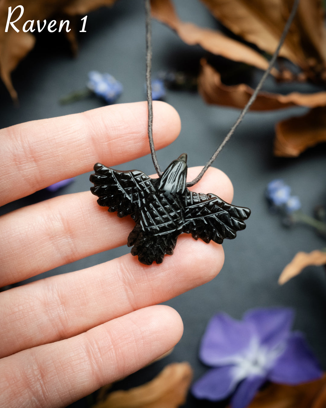 Small Obsidian Hand Carved Raven Necklace - The Healing Pear