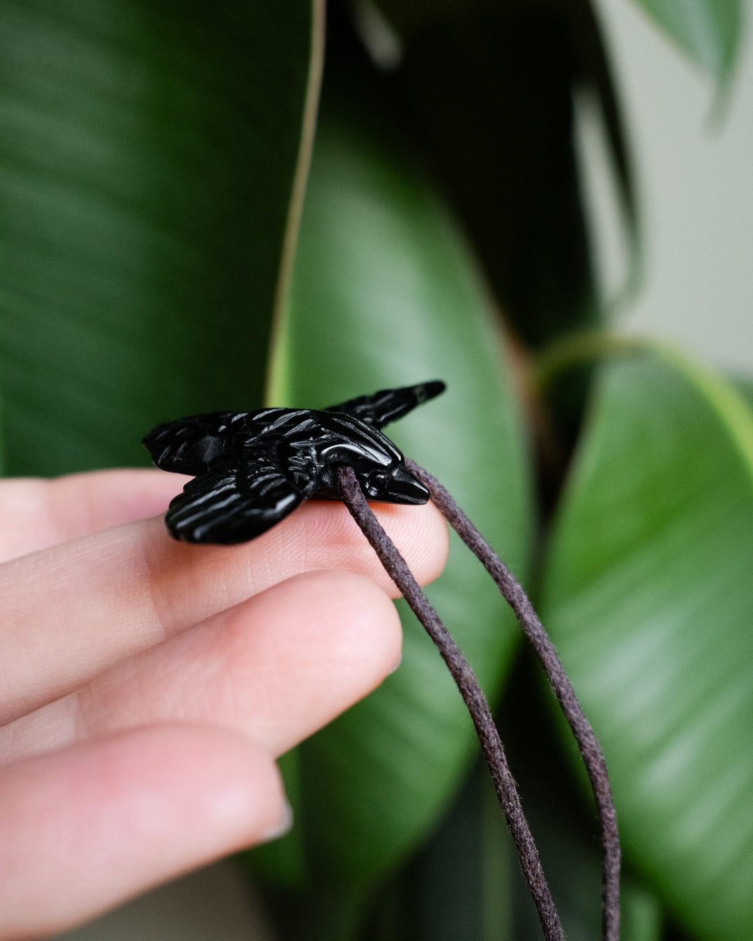 Small Obsidian Hand Carved Raven Necklace - The Healing Pear