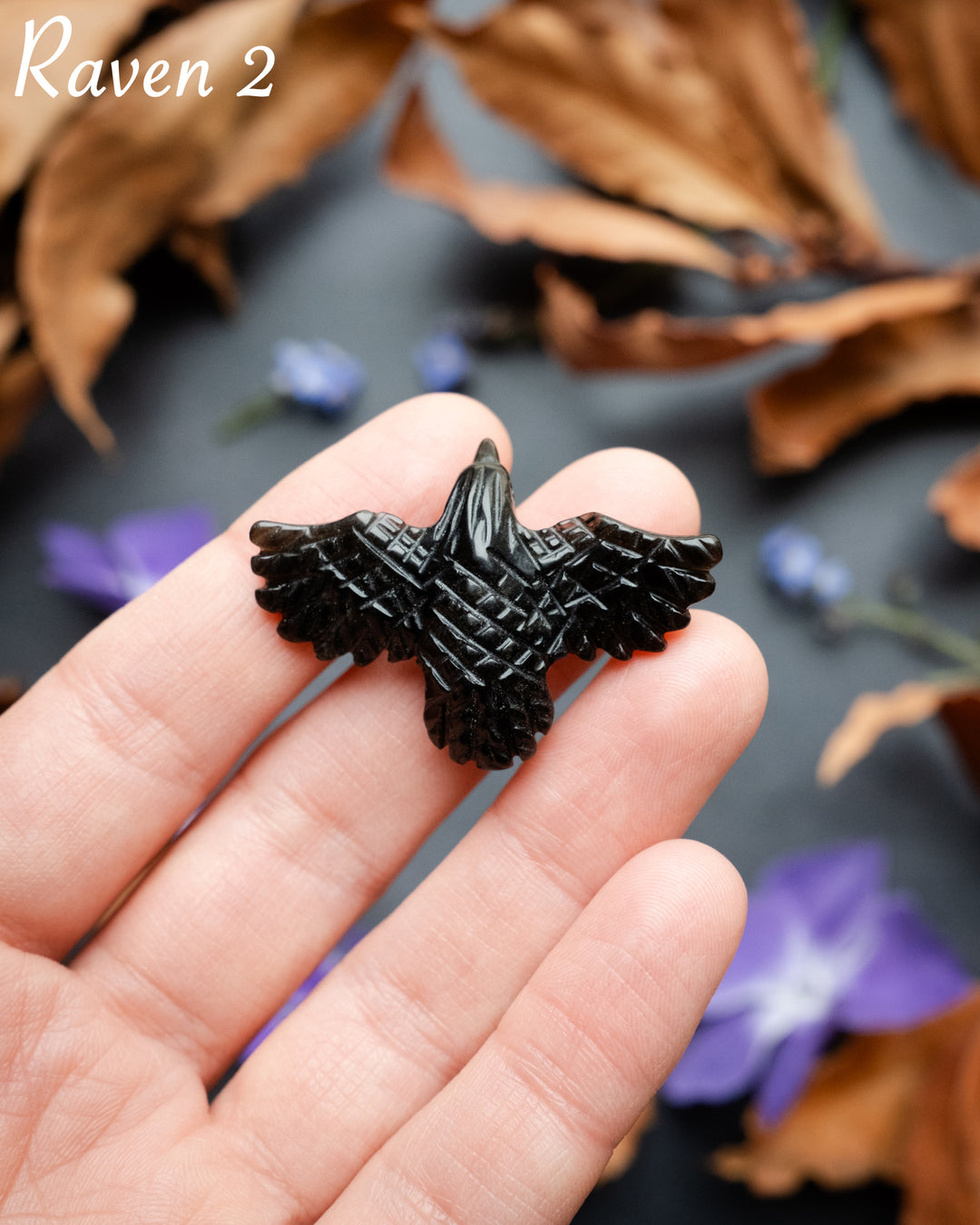 Small Obsidian Hand Carved Raven Necklace - The Healing Pear