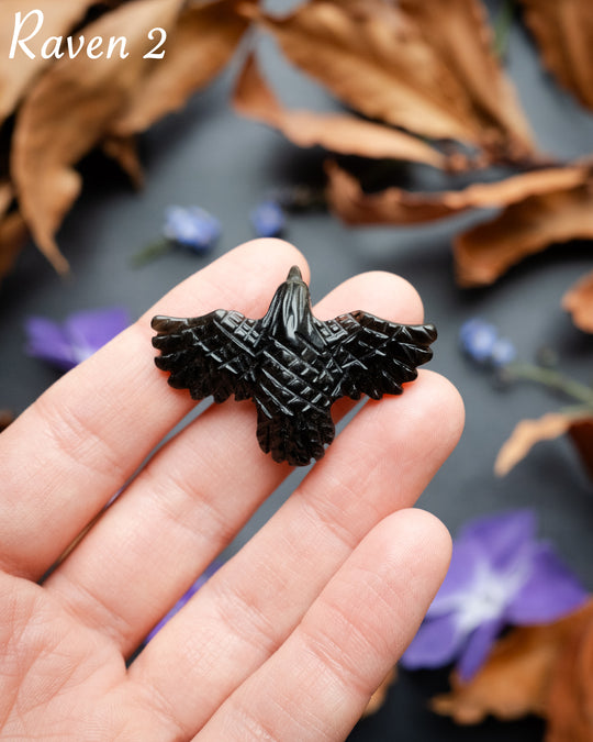 Small Obsidian Hand Carved Raven Necklace - The Healing Pear