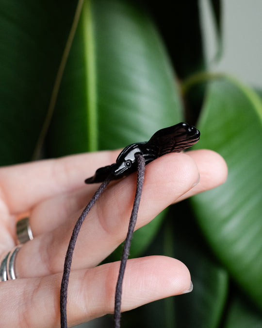 Small Obsidian Hand Carved Raven Necklace - The Healing Pear