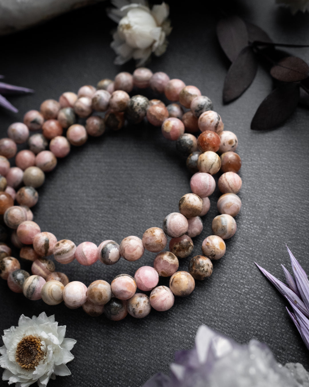 Rhodochrosite Round Bead Bracelet 6mm - The Healing Pear