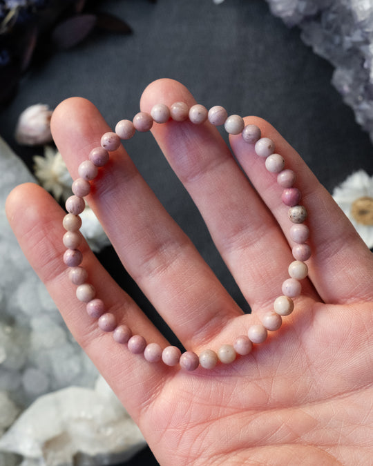 Rhodonite Round Bead Bracelet 4mm
