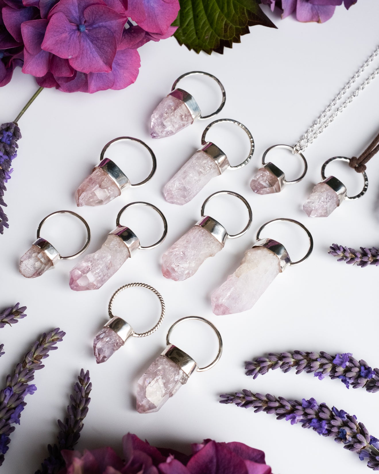 Rose Aura Quartz Point Sterling Silver Necklace - The Healing Pear