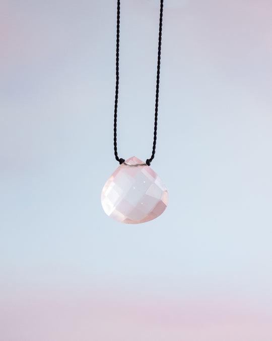 Rose Quartz Vegan Silk Necklace - The Healing Pear