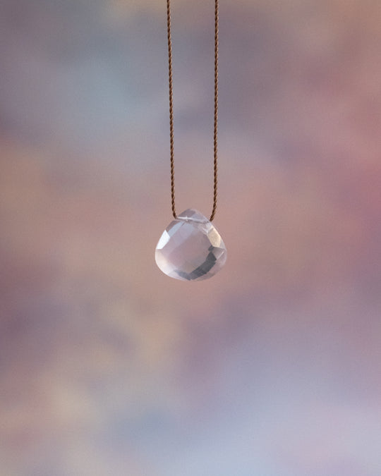 Rose Quartz Vegan Silk Necklace