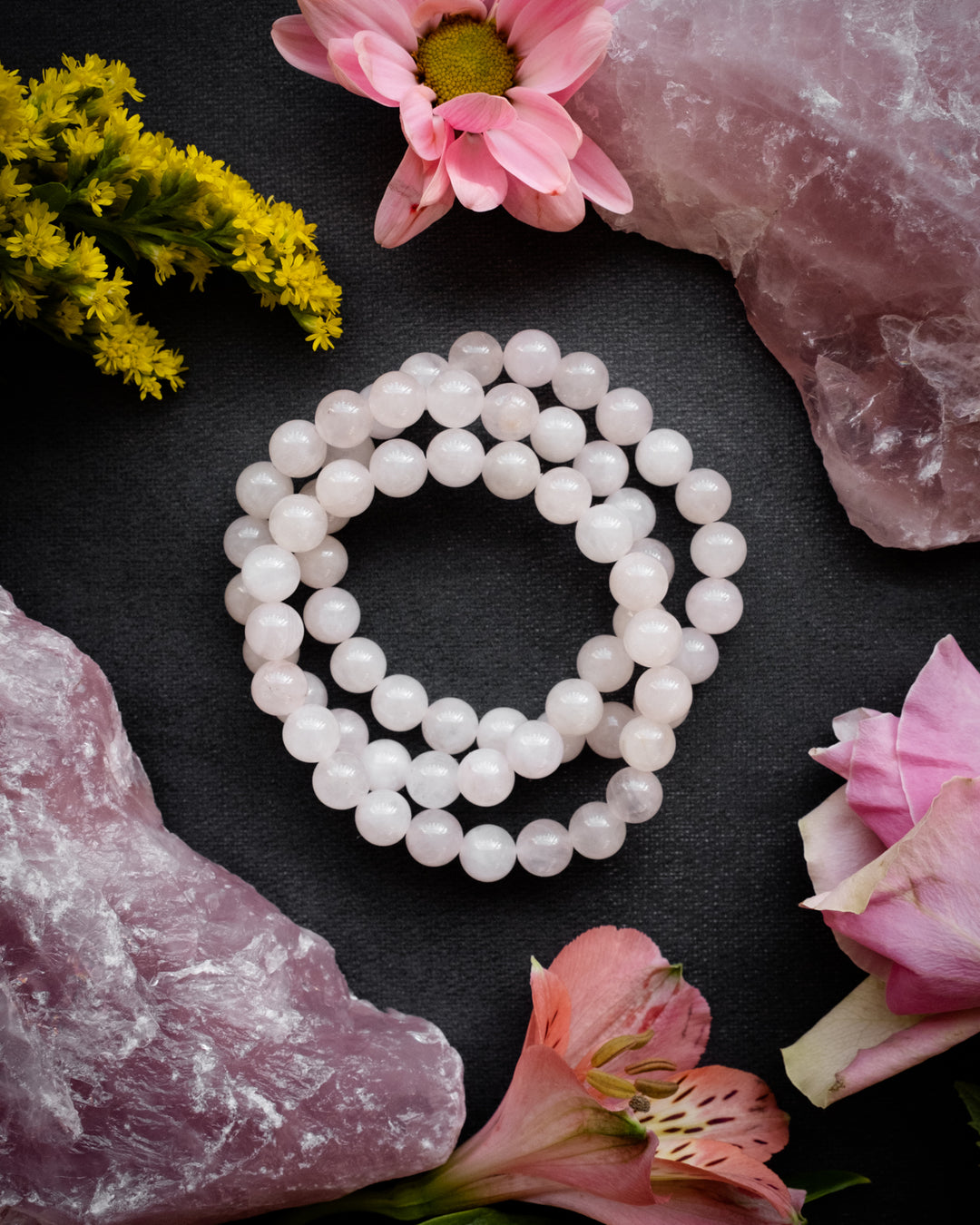 Rose Quartz Round Bead Bracelet - The Healing Pear
