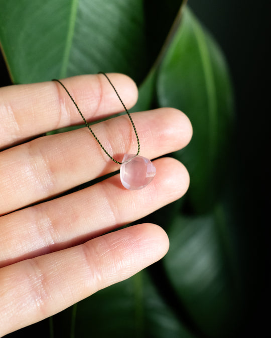 Rose Quartz Vegan Silk Necklace