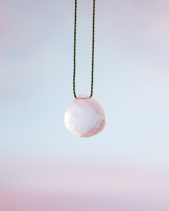 Rose Quartz Vegan Silk Necklace - The Healing Pear