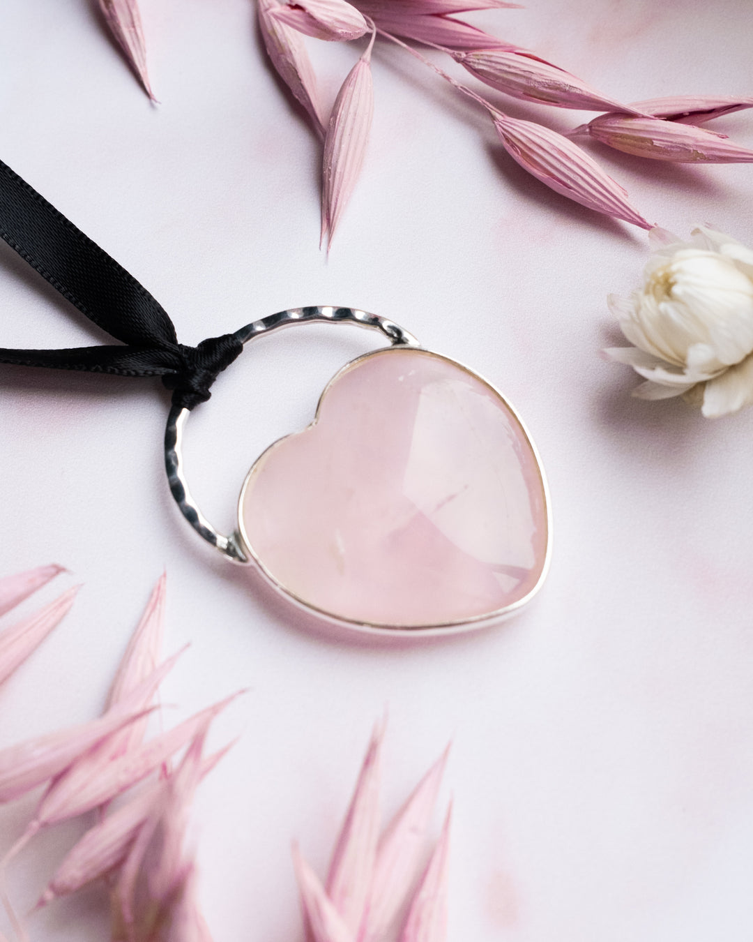Rose Quartz Heart Sterling Silver Necklace - The Healing Pear