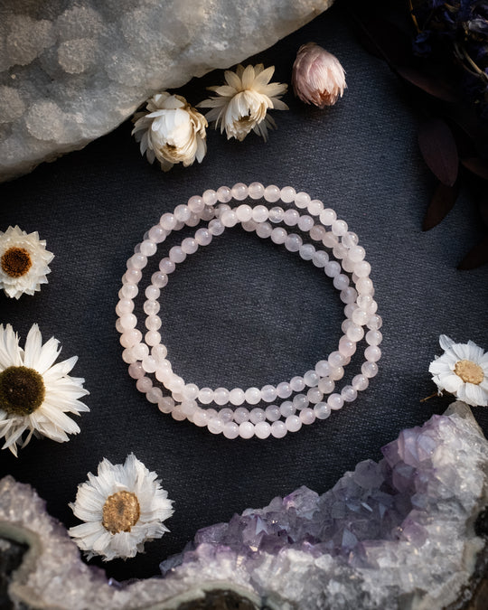 Rose Quartz Round Bead Bracelet 4mm