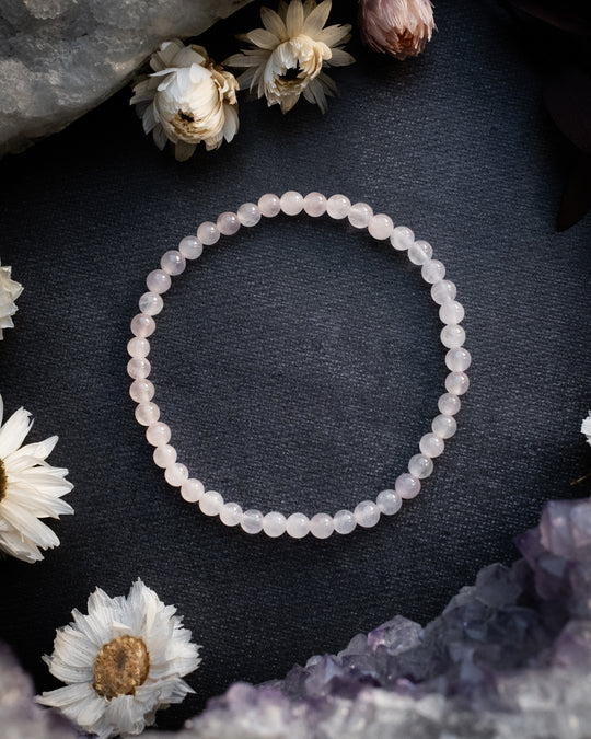 Rose Quartz Round Bead Bracelet 4mm
