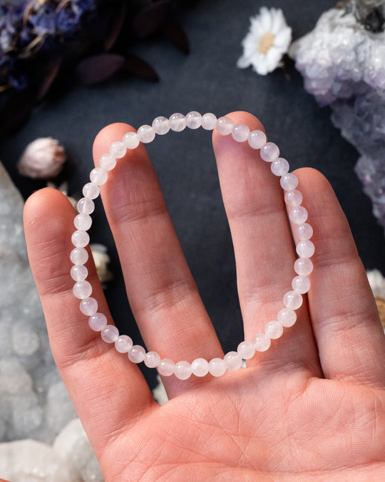 Rose Quartz Round Bead Bracelet 4mm