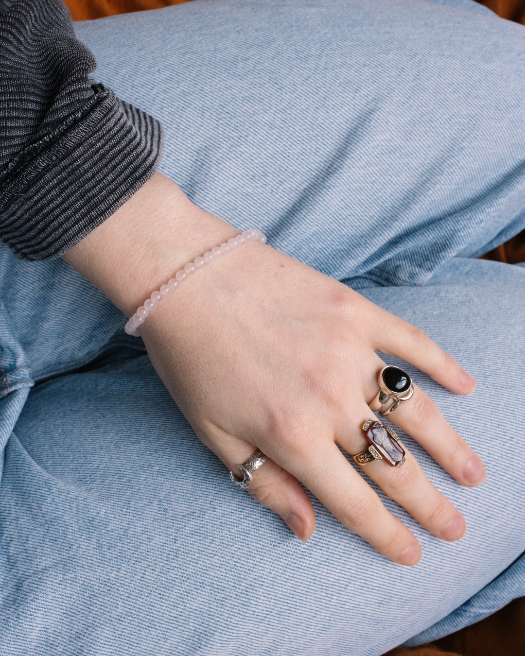 Rose Quartz Round Bead Bracelet 4mm