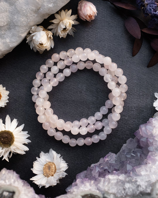 Rose Quartz Round Bead Bracelet 6mm