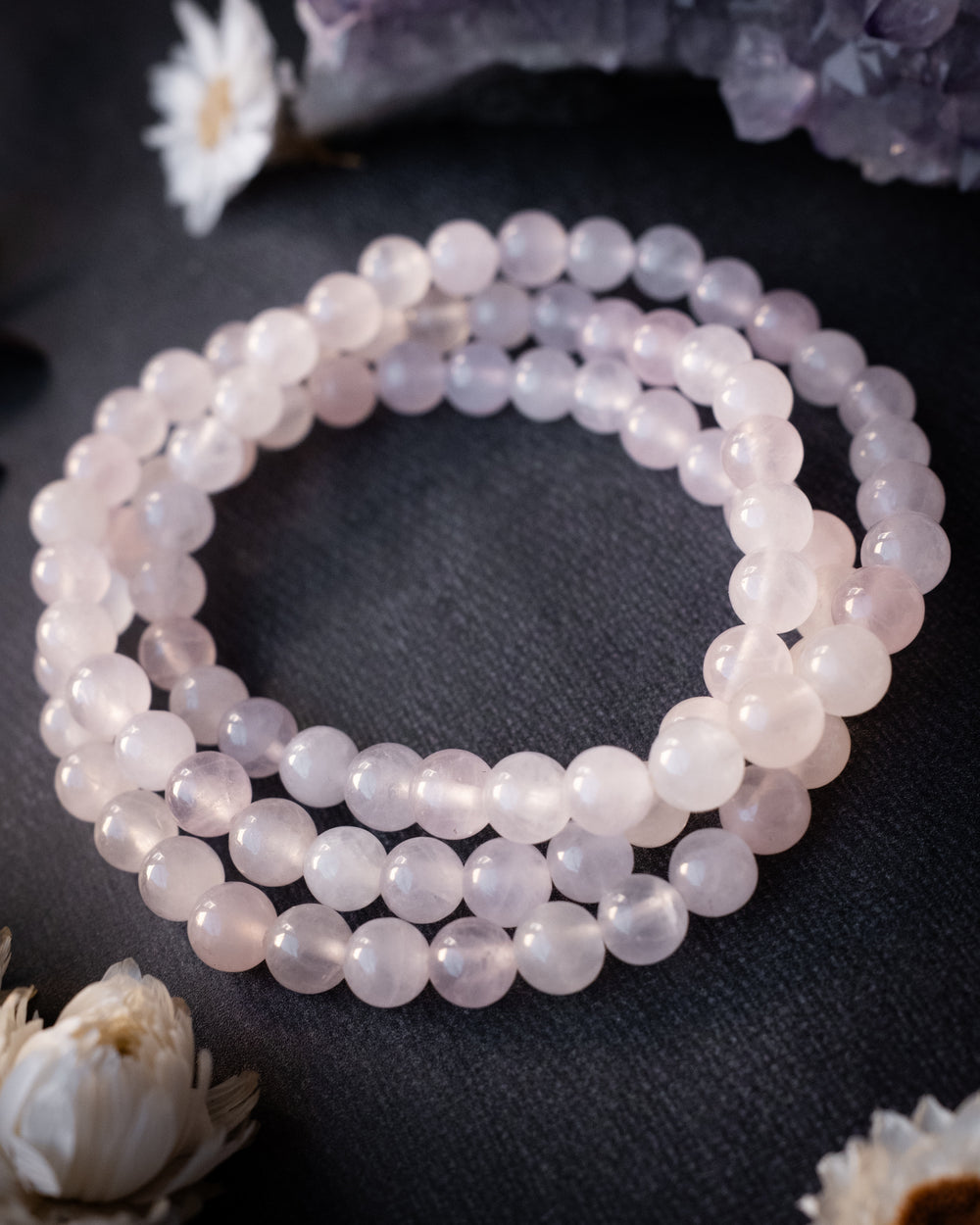 Rose Quartz Round Bead Bracelet 6mm