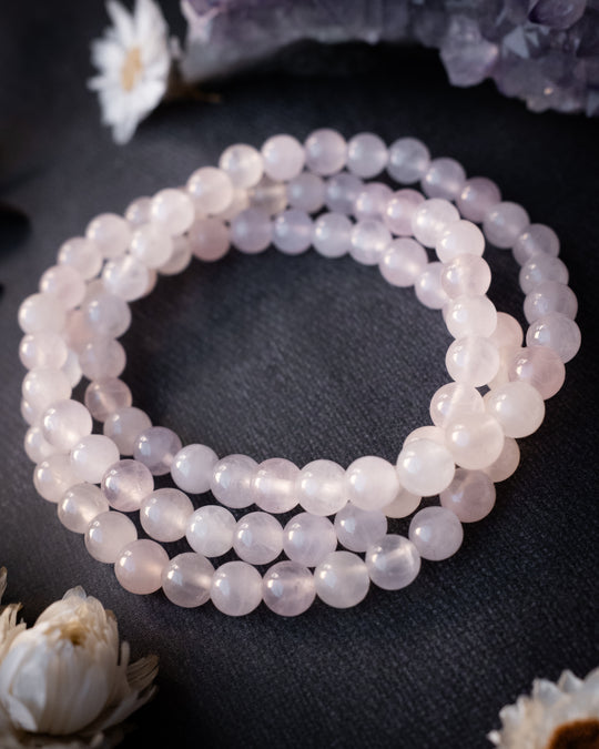 Rose Quartz Round Bead Bracelet 6mm
