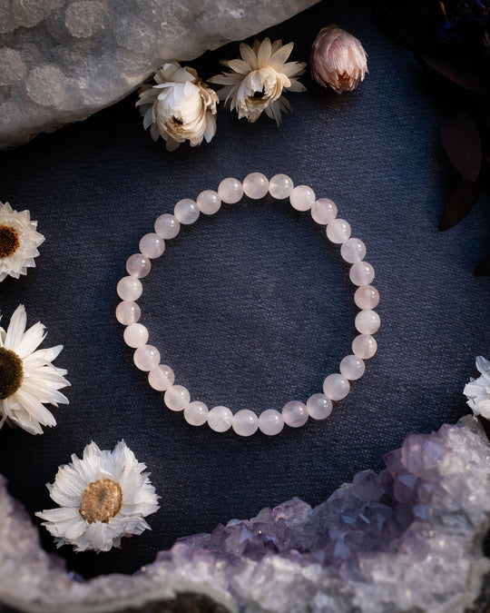Rose Quartz Round Bead Bracelet 6mm