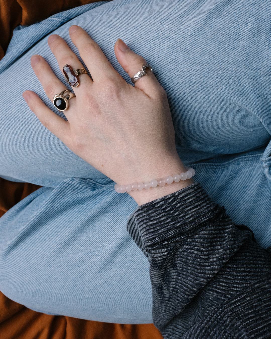 Rose Quartz Round Bead Bracelet 6mm