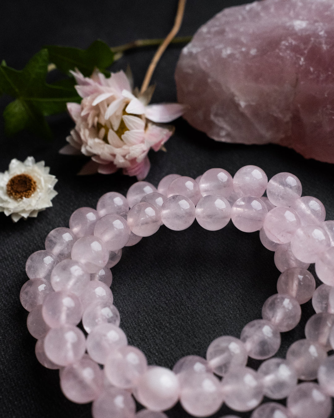 Rose Quartz Round Bead Bracelet 8mm - The Healing Pear