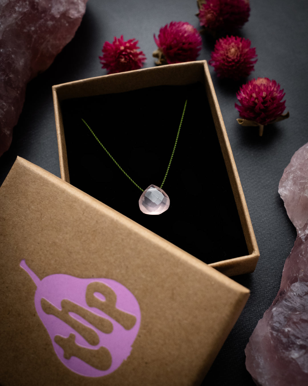 Rose Quartz Vegan Silk Necklace