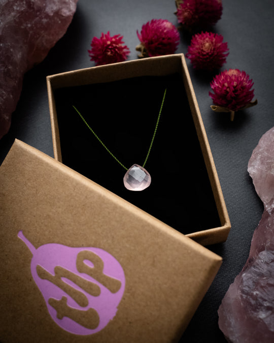 Rose Quartz Vegan Silk Necklace