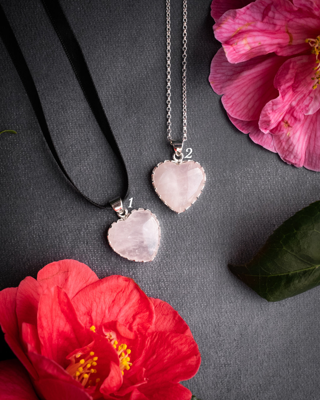 Rose Quartz Heart Sterling Silver Gallery Necklace - The Healing Pear