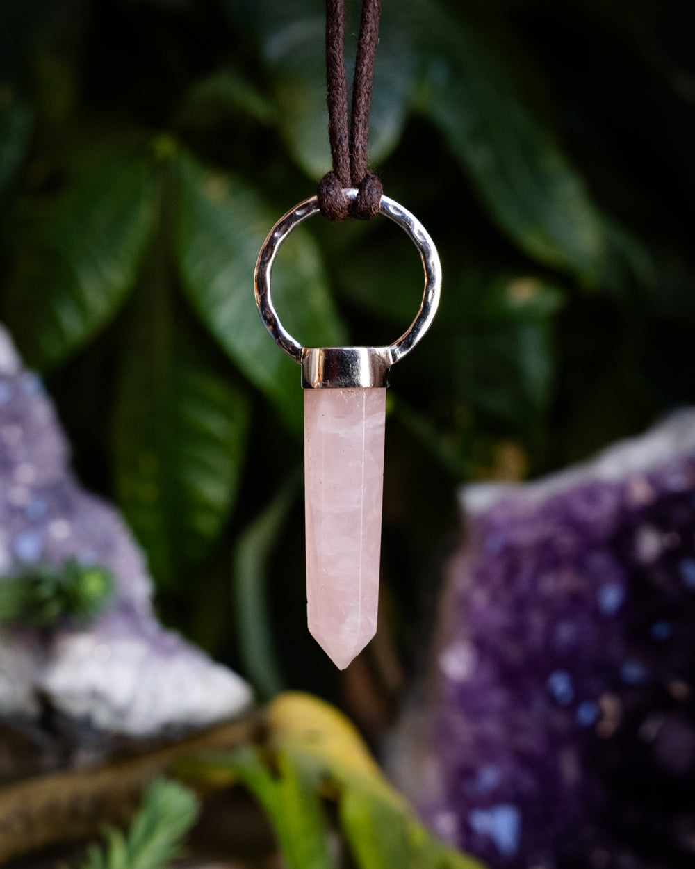 Rose Quartz Point Sterling Silver Necklace