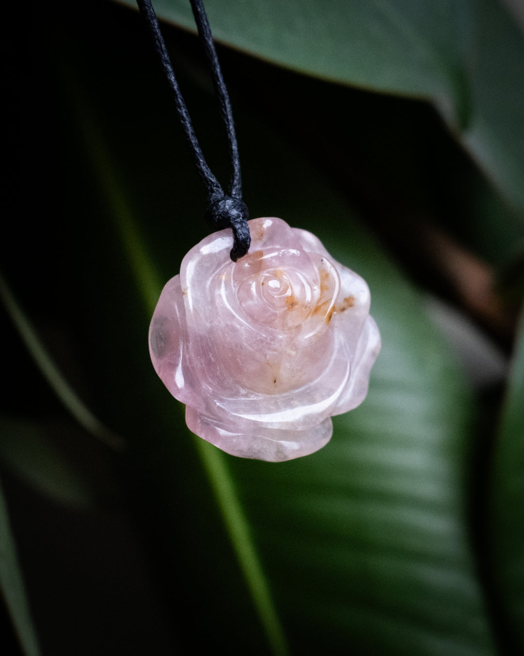 Rose Quartz Hand Carved Rose Necklace - The Healing Pear