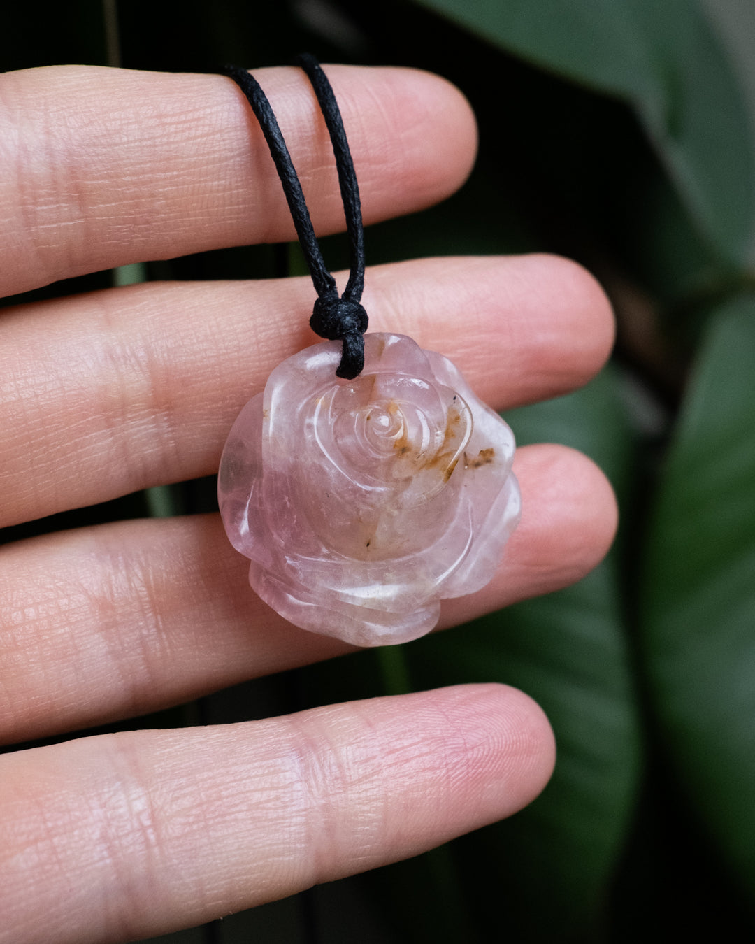 Rose Quartz Hand Carved Rose Necklace - The Healing Pear