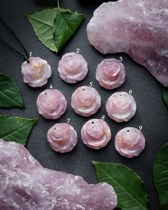 Rose Quartz Hand Carved Rose Necklace - The Healing Pear