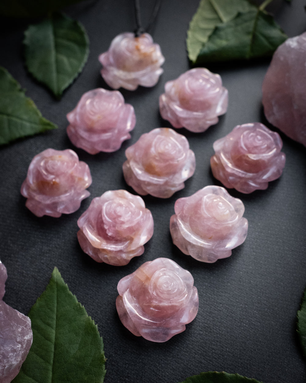 Rose Quartz Hand Carved Rose Necklace