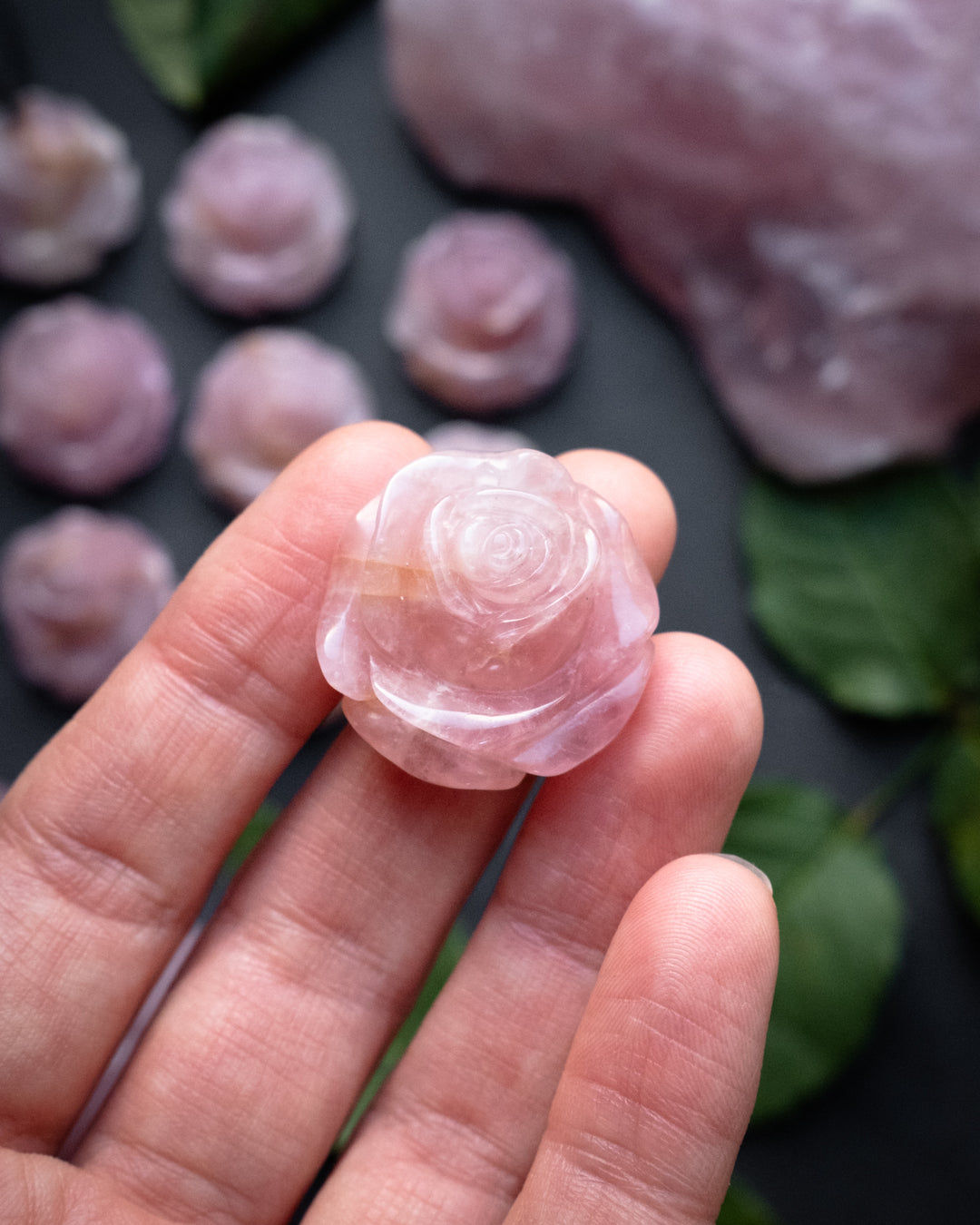 Rose Quartz Hand Carved Rose Necklace - The Healing Pear