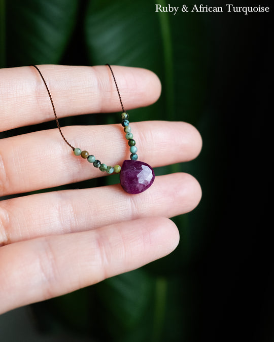 Harmonious Pair Vegan Silk Gemstone Necklace