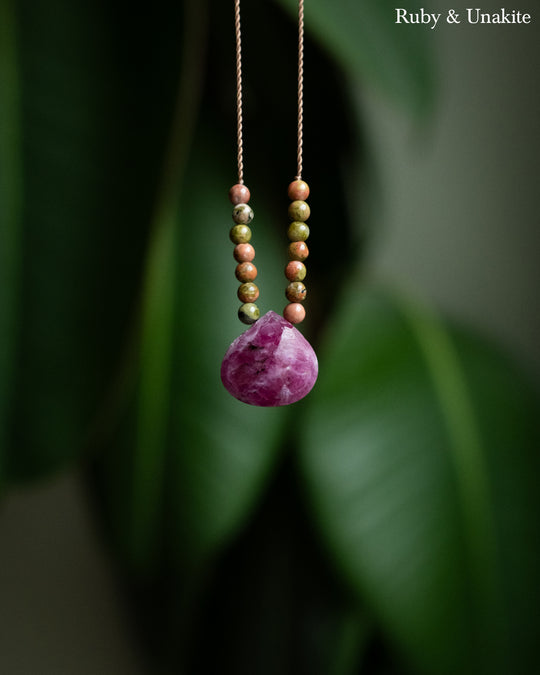 Harmonious Pair Vegan Silk Gemstone Necklace