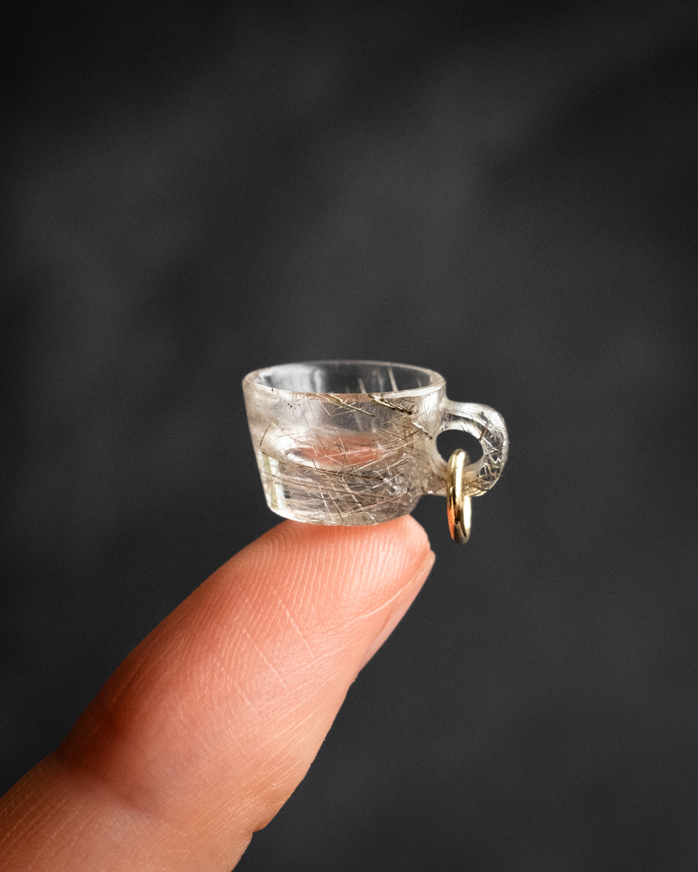 Rutilated Quartz Hand Carved Mug Necklace - The Healing Pear
