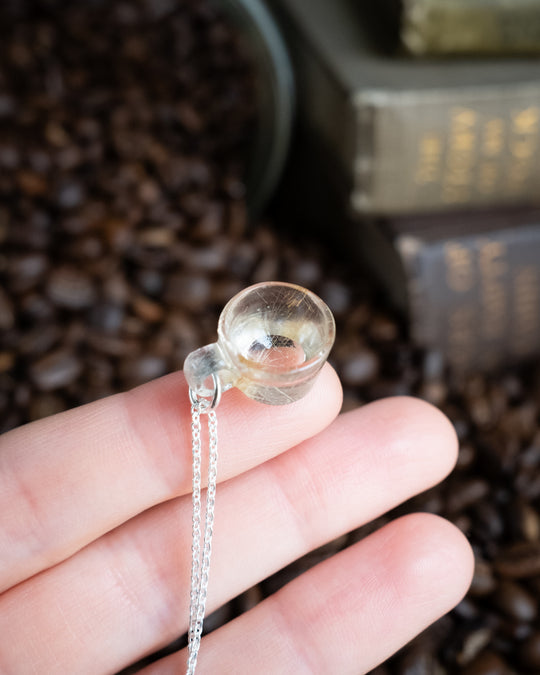 Golden Rutilated Quartz Hand Carved Mug Necklace
