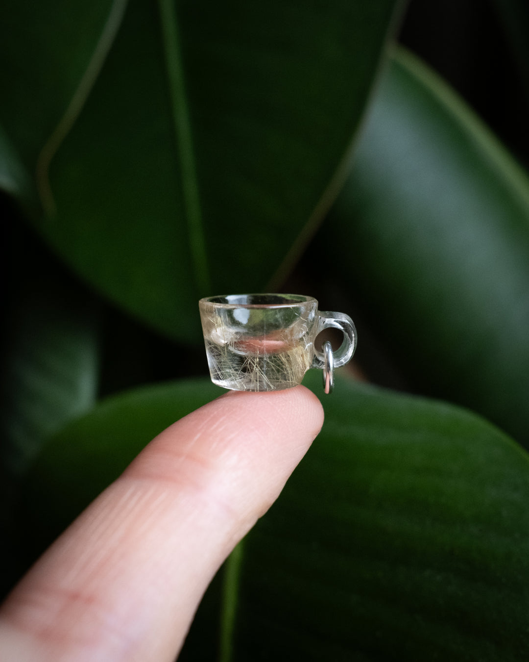 Golden Rutilated Quartz Hand Carved Mug Necklace