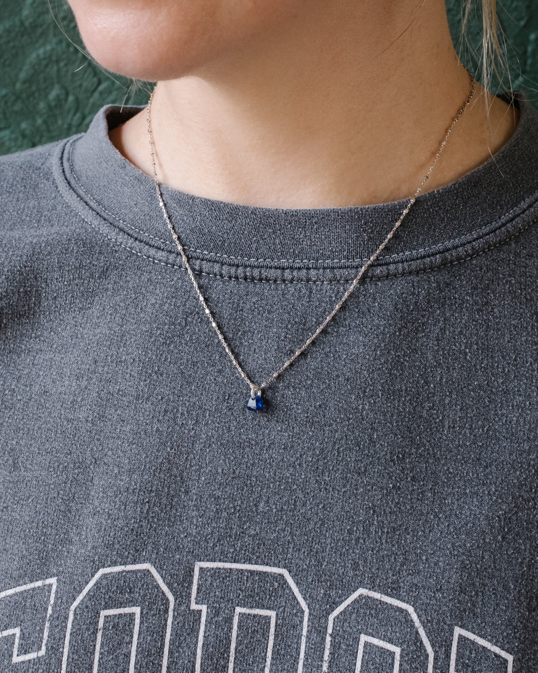 Mini Blue Sapphire Heart Necklace - The Healing Pear