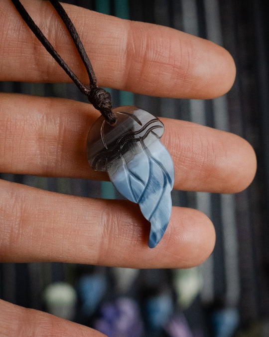 Blue Opal Hand Carved Jellyfish Necklace - The Healing Pear